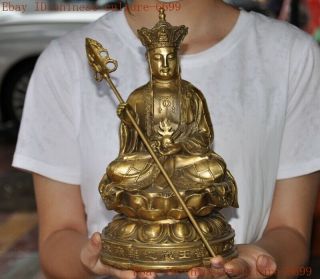 Old Tibetan Buddhism Brass Jizo Ksitigarbha Bodhisattva Tang Monk Buddha Statue