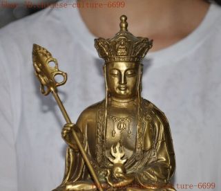 old Tibetan Buddhism brass Jizo Ksitigarbha Bodhisattva Tang Monk Buddha Statue 2