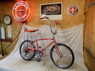 1974 Schwinn Fastback Stingray 5 - Speed Muscle Bike Krate Vintage Sunset Orange