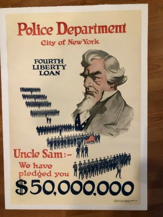 Wwi Era York City Police Department Liberty Loan Poster