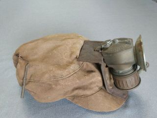 Vintage Coal Miners Cloth Hat with Universal Carbide Lamp 2