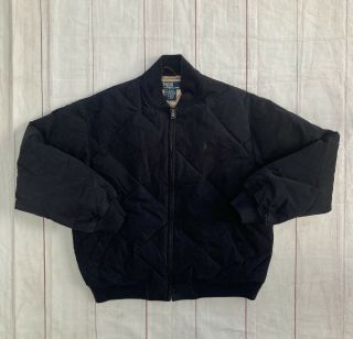 Vintage 90s Polo Ralph Lauren Quilted Wool Down Bomber Jacket Country Puff Rrl M