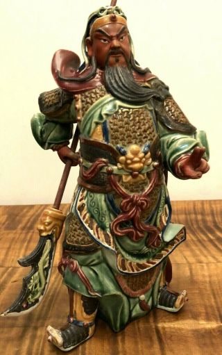 Chinese Porcelain Statue Figurine Dragon Guan Gong Yu Guangong Warrior Immortal
