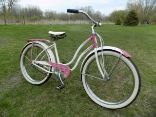 1955 Schwinn Starlet Ladies Vintage 24 Pink Cruiser Bicycle Debutante Hollywood