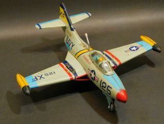 Vintage Yonezawa Scorpion Jet Vf - 124 Xf Japan Tin Toy