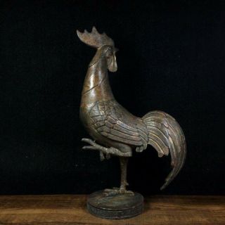 10.  4 " Old Antique Chinese Bronze Gilt Handcarved Exquisite Chicken Statue