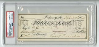 Benjamin Harrison U.  S.  President Autographed 1887 Check Psa/dna Slabbed