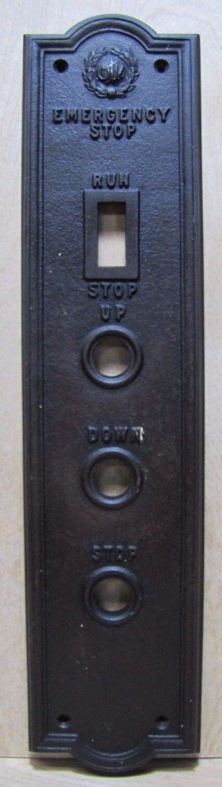 Old Otis Elevator Cast Iron Control Panel Run Stop Up Down Arch Hardware