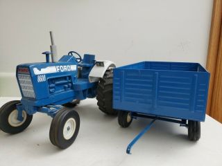 Vintage Ertl Ford 8600 Farm Tractor With The Big Blue Wagon