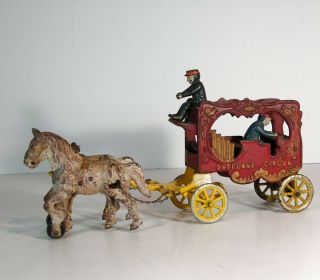 1920s Cast Iron Overland Circus Calliope Wagon Toy By Kenton In Paint