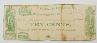 1858 Fractional Currency - Baynesville,  Va,  Westmoreland Co.  J.  L.  Smith 10¢ Note