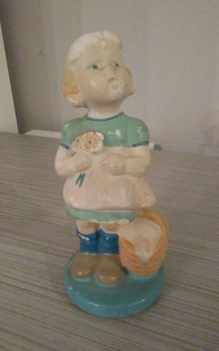Vintage Chalkware Carnival Prize Girl Figurine Made In Germany 2081c