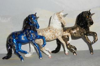 Set 3 Breyer Horse Lsq Ooak Custom Decorator Stablemate Alborozo Unicorns
