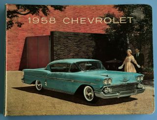Vintage 1958 Chevrolet Dealer Showroom Album With Fabric/color Decks