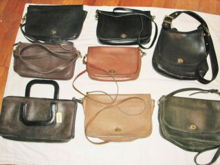 Best 7 Vintage All Leather Coach Bag Purse Flap Cross Body,  1 Hunt Club Leather