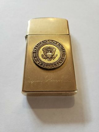 Vintage 1960s Lyndon B Johnson President Zippo Lighter 10k Gold Filled L@@k