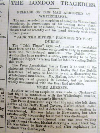 1888 British Newspaper Jack The Ripper Murder In Whitechapel London England