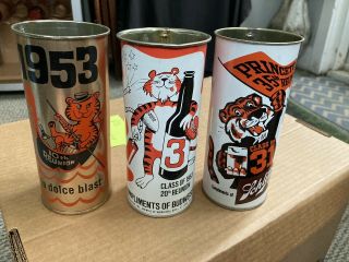 3 Princeton University 1953 Reunion Beer Cans Ballantine Bud Schlitz,  Tiger