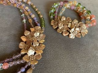 Signed Vintage Oscar De La Renta Floral Necklace & Bracelet Set