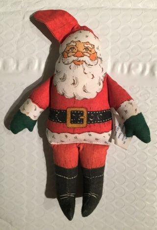 Vintage 1970s Hallmark Santa Claus Cloth Doll 6.  5 In Stuffed Fabric Christmas