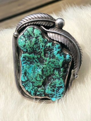 Vintage Xl Kingman Turquoise Sterling Silver Ring Size 9 1/2 45 Grams