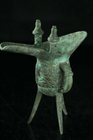 Mar133f Chinese Ming Dynasty Style Bronze Tripod Ritual Wine Vessel