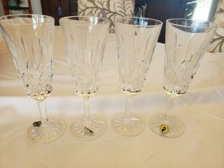 Vintage Waterford Lismore Cut Crystal Glass Champagne Flute 7.  3  Set Of 4