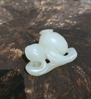 Fine Antique Chinese Jade Carving Of Fruit And Ruyi
