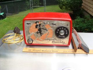 Rare Antique Hopalong Cassidy Cowboy Tube Radio Arvin 441t Red Bakelite Turns On