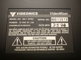 Vintage 1995 Videonics Digital Video Mixer MX - 1 NTSC 2