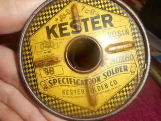 Vintage Kester Rosin Core 66 Solder.  040 Diameter 3.  25 Lb Spool Alloy 40/60