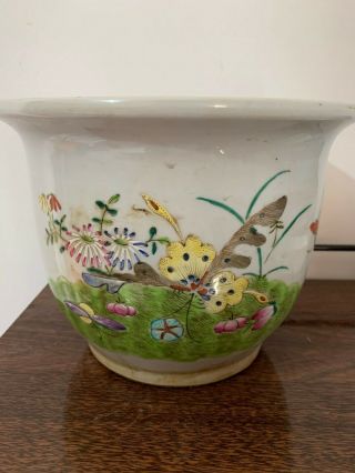 Antique Chinese Famille Rose Porcelain Ceramic Flowers Pot Hand - Painted China