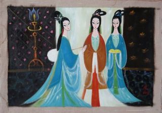 Chinese 100 Hand Oil Painting “beauty” By Lin Fengmian 林风眠 C1