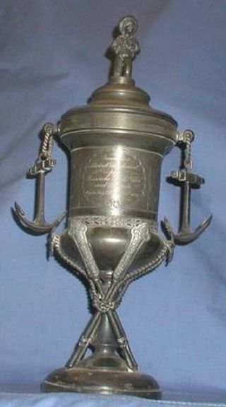 ELABORATE ANTIQUE 1882 PENSACOLA YACHT CLUB FIGURAL SILVERPLATED TROPHY OYSTER B 2