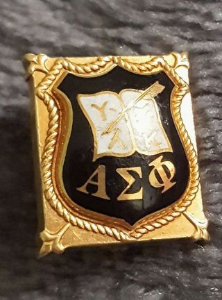 Vintage Antique 14 Karat Gold Alpha Sigma Phi Fraternity Sorority Black.