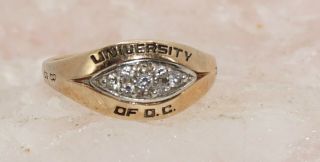 1984 10k Yellow Gold Diamond Class Ring University Of D.  C.  District Columbia