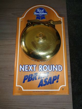 Vintage Pabst Blue Ribbon Beer Sign Old Brass Boxing Bell Back Bar Sign