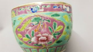 Charming Chinese Antique Famille Rose Deep Bowl/phoenix/peonies/buddhist Emblem