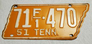 Vintage 1951 Tennessee License Plate - Benton County Paint Vols