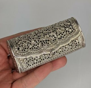 Chinese Straits Peranakan Solid Silver Purse Handbag Pierced Nyonya Antique Fine