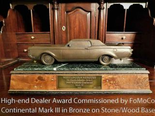 Lincoln Continental Mark Iii Dealer Award Cast Bronze On Granite/wood Don Rowley