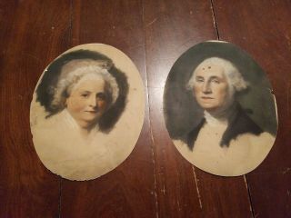 Vintage President George Washington & Martha Portraits Period Art Rare