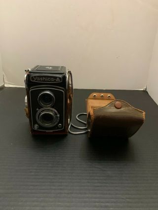 Vintage Yashica A Camera With Leather Case