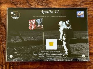 Apollo 11 Command Module Columbia Framed 1/4 " Flown Kapton Foil To The Moon