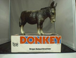 VINTAGE BREYER 81 GRAY DONKEY HORSE IN 1976 ELECTION YEAR WHITE PICTURE BOX 3