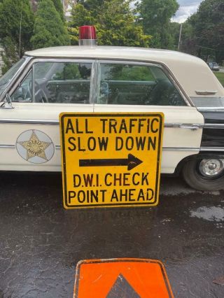 Large Retired Dwi Check Point Ahead Street Sign 36 " X 36 " Heavy Steel
