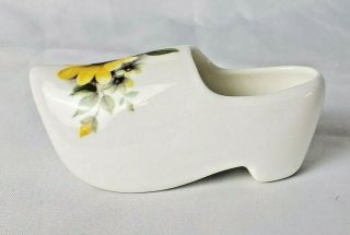 Vintage Sandford 3 1/2 " Bone China English Miniature Dutch Shoe Yellow Flower
