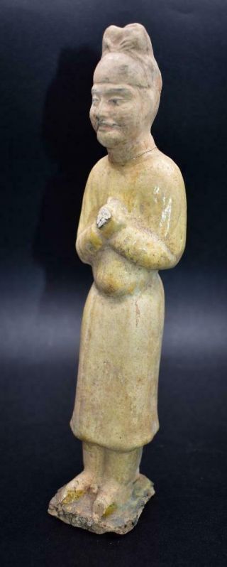 Antique 7thc Sui / Tang Dynasty Straw Glazed Tomb Figure Of An Attendant