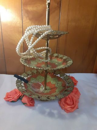 Vintage Three Tier Jewelry Stand Made In India