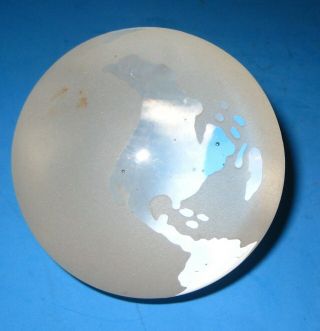 Vtg Paperweight Solid Glass Frosted World Globe 3 " Continents Clear
